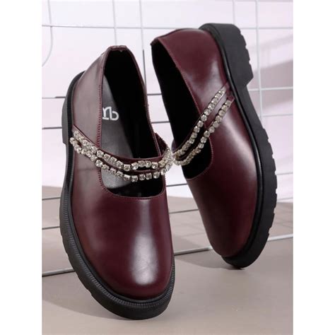 Buy The White Pole Maroon Embellished Trendy Flat Loafers for Women Online