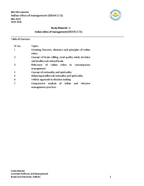 BBA 40201 Indian Ethos of Management: Comprehensive Study Material 2023 ...