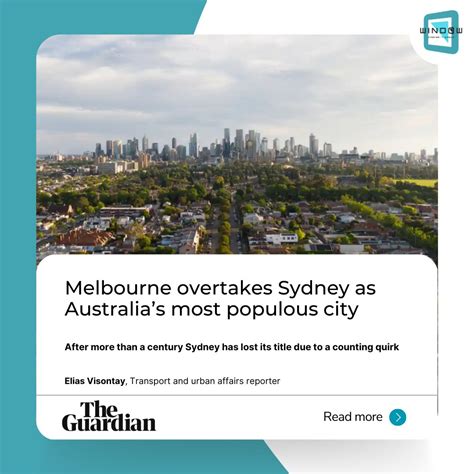 As of April 2023, Melbourne has surpassed Sydney to become Australia's most populous city with a ...