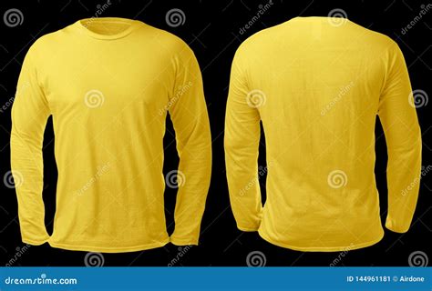 Yellow Long Sleeved Shirt Design Template Stock Image - Image of sleeve ...