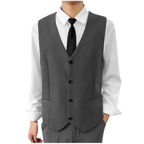 Iugvhana Men's Suit Vests Business Casual Vest Lightweight Formal Dress ...