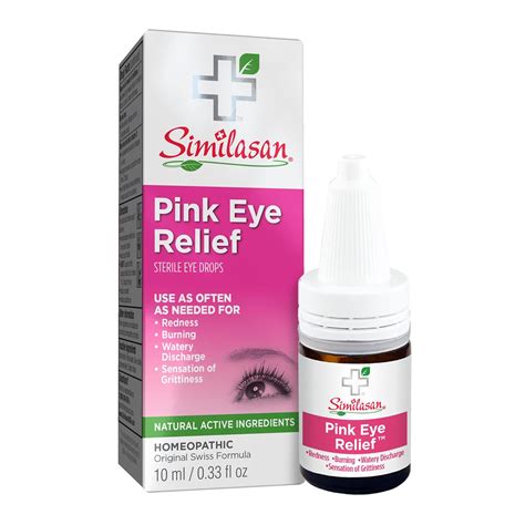 Similasan Pink Eye Relief Drops - Sterile Eye Drops 0.33 fl oz (10 ml) for Dry, Irritated Eyes ...