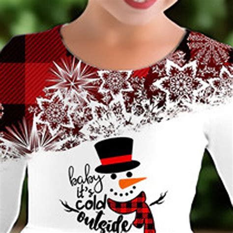 Girls' 3D Plaid Snowman Snowflake Dress Snowflake Dress Long Sleeve 3D ...