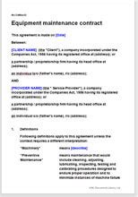 Equipment maintenance contract