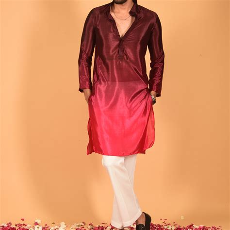 DARK MAROON CHINON OMBRE KURTA SET – Laalzari
