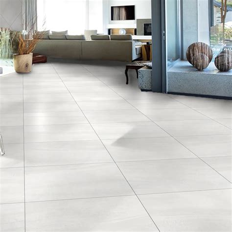 Zarina White EcoTec Shiny Glazed Porcelain Floor Tile - 600 x 600mm