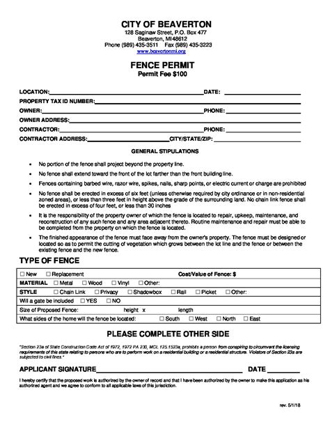 Image result for Fence Permit Example