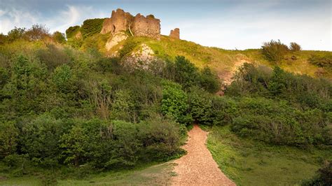 Ruins of Pennard castle on the Gower peninsula, Swansea, South Wales ...