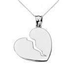 Gold Broken Heart Pendant Necklace (Available in Yellow/Rose/White Gold ...
