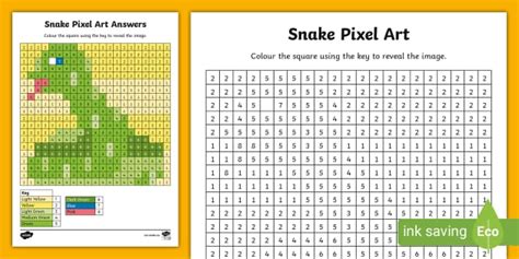 Snake Pixel Art Template (teacher made) - Twinkl