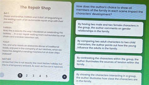 Solved: How does the author's choice to show all The Repair Shop ...