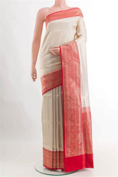 Off White Banarasi Silk Saree – Nalli Silk Sarees Pvt Ltd