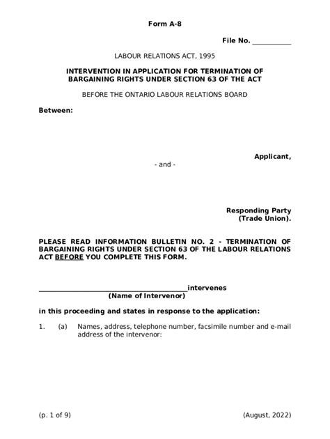 Intervention in Application for Termination of Bargaining Rights under ...