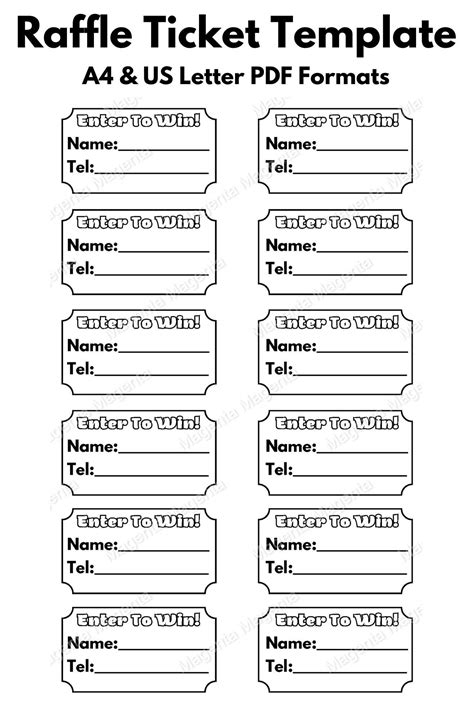 Printable Raffle Ticket Template - A4 & US Letter Pdfs - Etsy Canada