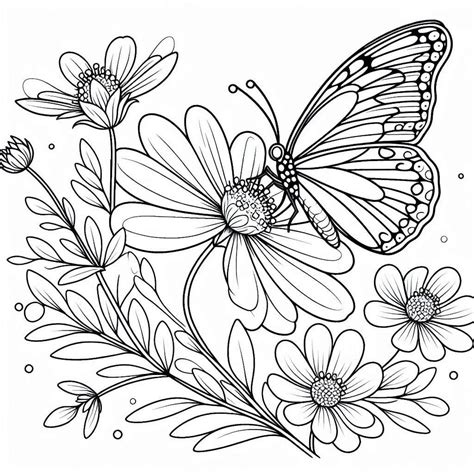 Butterfly Coloring Flower Pages Big Colouring Kids Printable Print Sketch Coloring Page