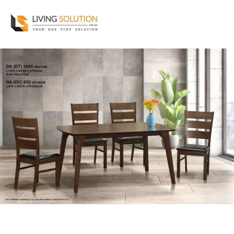 Jeno Solid Wooden Dining Table Set - Living Solution Pte Ltd