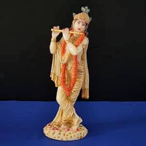 Buy Decorative Krishna Flute Player Statue, Ivory and Gold Finish ...