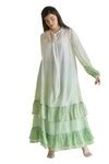 Buy Green Silk Keyhole Neck Tiered Hemline Maxi Dress For Women by ...