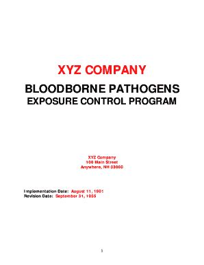 Fillable Online Xyz company bloodborne pathogens exposure control ...