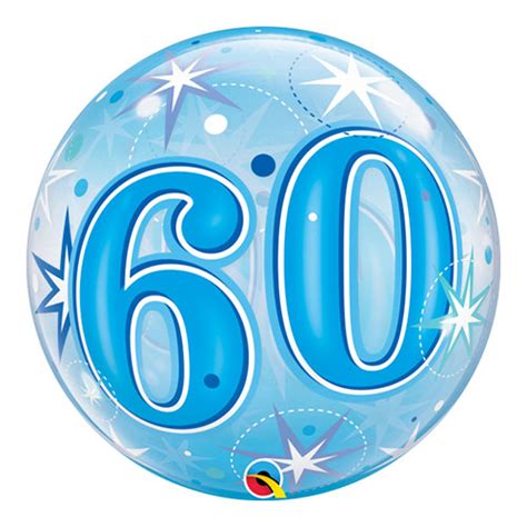 Number 60 Blue Starbust Sparkle Bubble Helium Qualatex Balloon 56cm ...