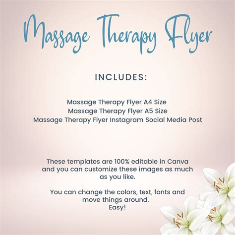 Editable Massage Therapy Flyer Pack, Printable Massage Flyers A4 and A5 ...