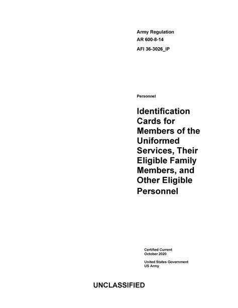 Army Regulation AR 600-8-14 AFI 36-3026_IP Identification Cards for ...