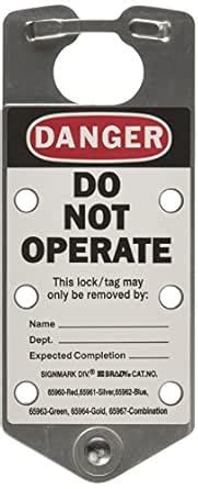 Brady 65961, Labeled Lockout Hasps," Height x" Width, Silver, Legend ...