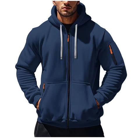 fatyb Mens Full Zip Hoodies with Pockets Long Sleeve Casual Sweatshirt ...