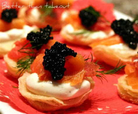 Better than takeout: Smoked Salmon Blini with Caviar & Dill
