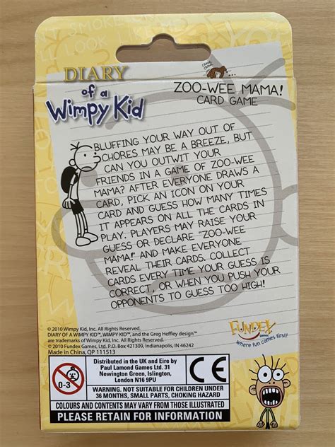 NEU! Card Game DIARY OF A WIMPY KID ZOO-WEE MAMA! (Gregs Tagebuch, engl ...