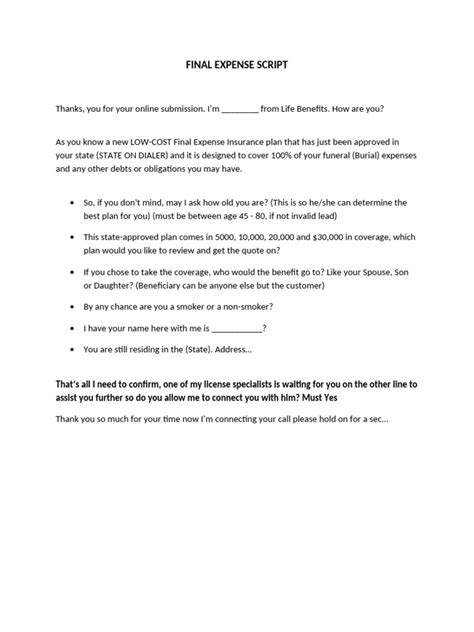 Image result for Final Expense Call Example