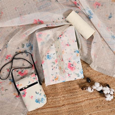 Silver Charm Linen Unstitched Salwar Suit – Mayurika