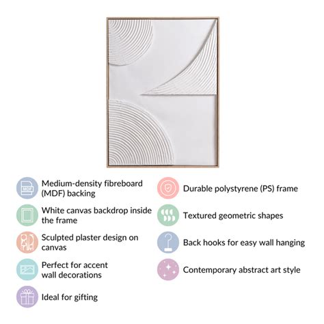 Japandi 3D Plaster Texture Framed Wall Art 32x24 Inch Online - Premium ...