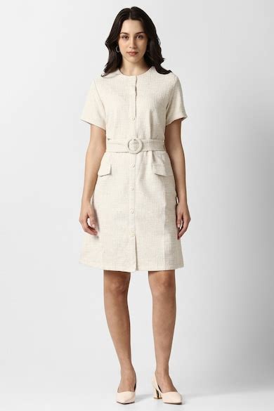 Van Heusen Woman Formal Dresses, Women Beige Textured Formal Dress for ...