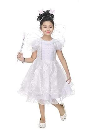 Buy Girl's Fit And Flare Knee Length Dress (3110_White_7-8 Years) at ...
