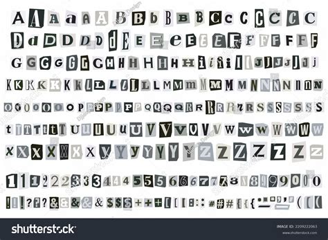 Ransom Gray Note English Font Alphabet Stock Vector (Royalty Free ...