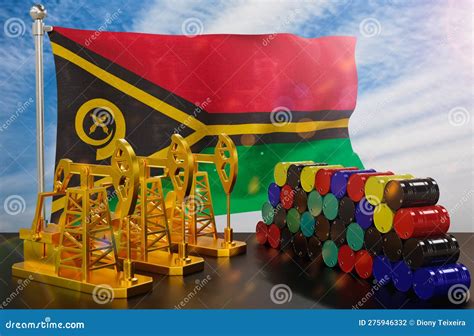 The Vanuatu S Petroleum Market. Oil Pump Made of Gold and Barrels of Metal. the Concept of Oil ...