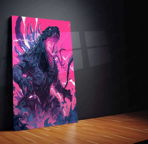 Godzilla Metal Poster | Kaiju Movie Wall Art | Monster King Aesthetic ...