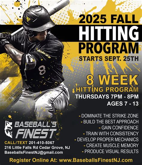 8 Week Baseball Hitting Program - Fall 2025, 216 Little Falls Road #11 ...