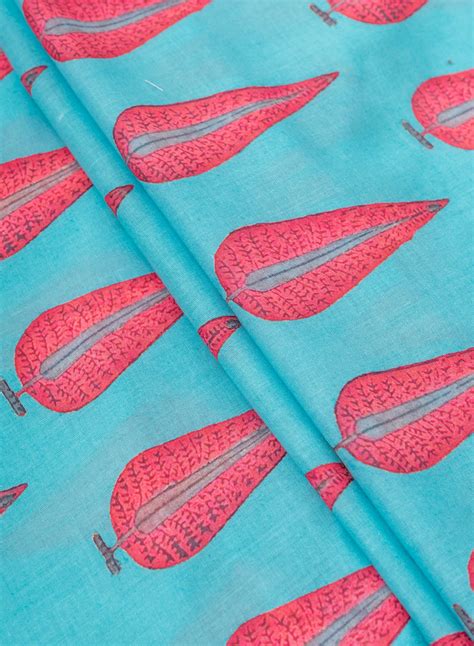 Premium Cotton Mulmul Sky Blue Color Motifs Digital Print Fabric ...