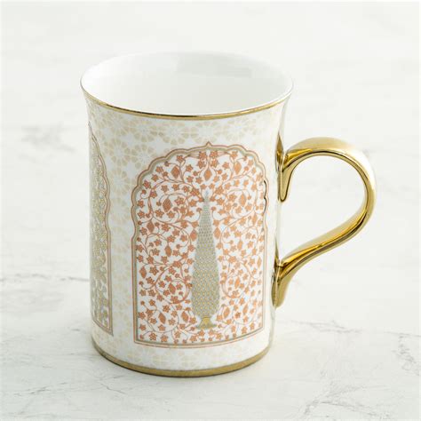 Heritage Printed Mug - Set of 4 Pcs | Multicolour | Bone China