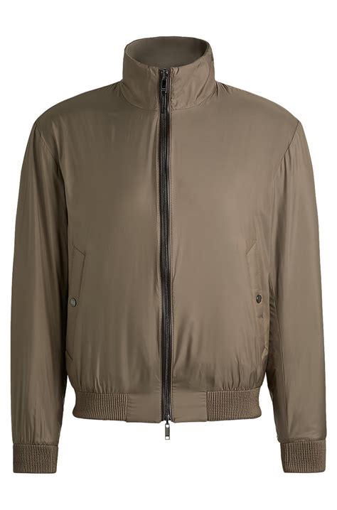 BOSS - Reversible blouson jacket with water-repellent finish - Khaki