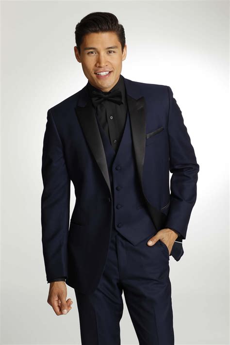 Navy Blue and Black Tuxedo | Navy and black suit, Navy blue tuxedos ...