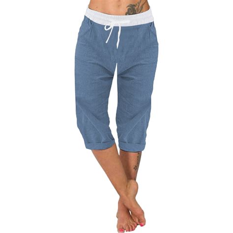 Pxiakgy Linen Capri Pants for Women Wide Leg Summer 2025 Trendy Womens ...