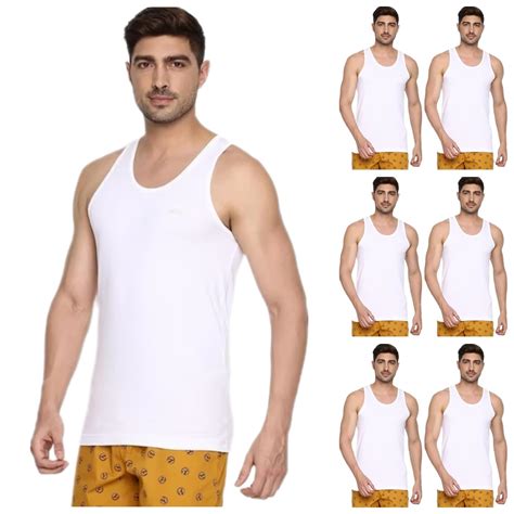 Buy You Berry Men's White Round Neck Sleeveless Cotton Vest┃100% Cotton ...
