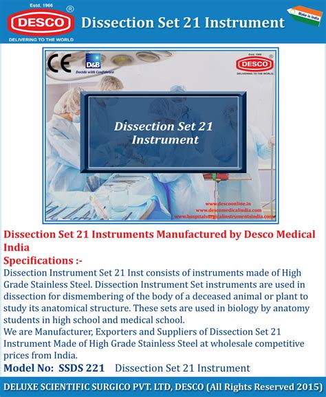 Dissection Set 21 Instrument Sets - Manufacturers, Exporters ...