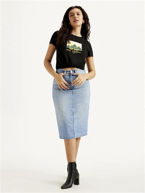 Women's Mid Rise Light Blue Regular Fit Skirt – Levis India Store