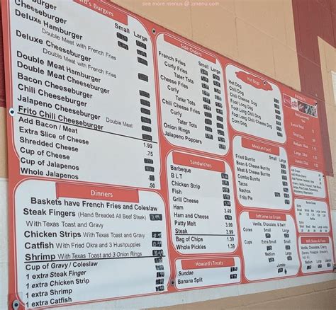 Online Menu of Howard's Drive Inn Restaurant, Monahans, Texas, 79756 ...