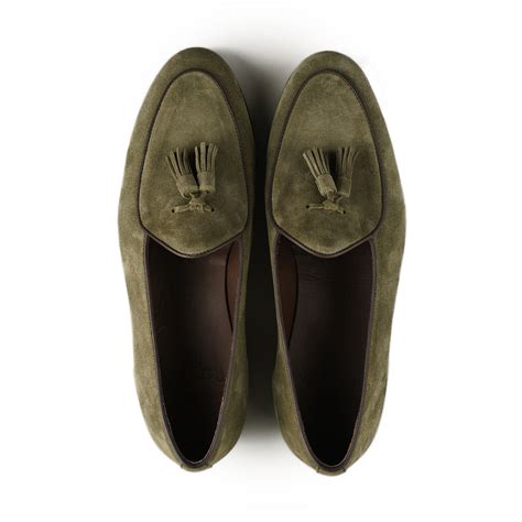 Berwick Belgian Tassel Loafer - Green Suede – Mehra