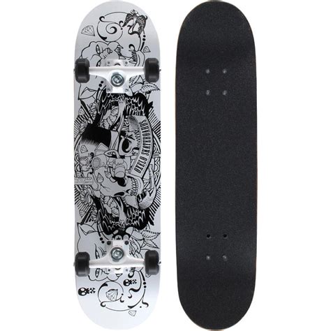 Buy Skateboard Online in India|Mid 5 tattoo Skateboard White|Oxelo